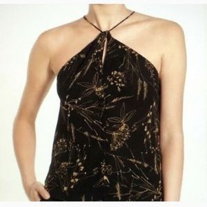 Olivia Palermo x Chelsea Black and Gold Tank Top Blouse